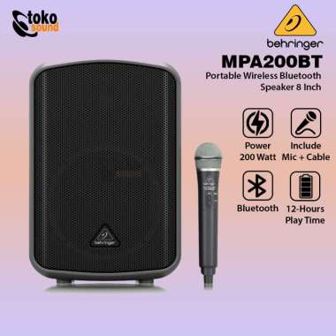Behringer MPA200BT MPA 200BT Portable Wireless Speaker 8 Inch