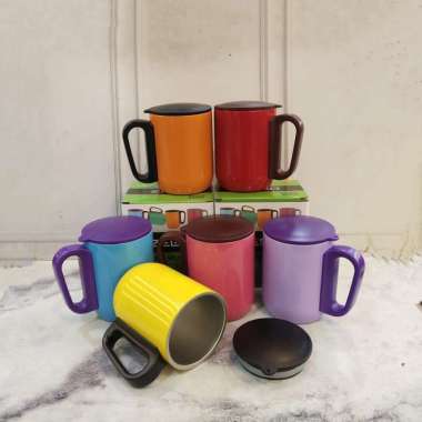 GELAS MUG ZEGO 3867 HOT N COLD 220ml//COFFEE MUG STAINLESS STEEL Merah
