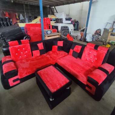 Sofa L Sudut ekonom + Meja merah
