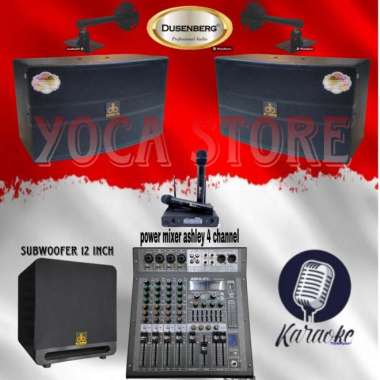 PAKET KARAOKE DUSENBERG 10 INCH DB PRO POWER MIXER ASHLEY 4 CHANNEL 2 + SUBWOOFER 12 INCH