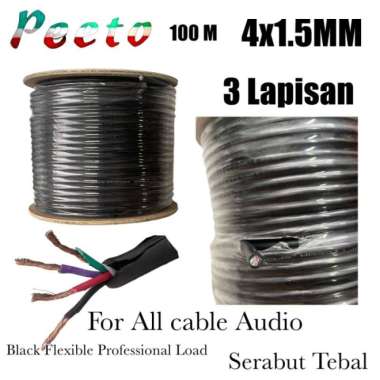 Kabel Speaker Audio PEETO Isi 4 Ukuran 4×1.5MM 1 ROLL 100 Meter