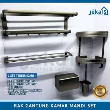RAK HANDUK KAMAR MANDI SET | RAK SUDUT | RAK STAINLESS KAMAR MANDI