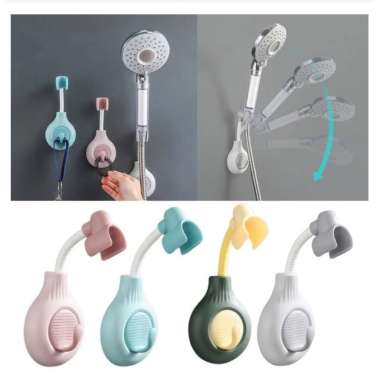 Gantungan Shower kamar mandi penahan gagang shower tempel dinding Holder Shower Kuat soft pink