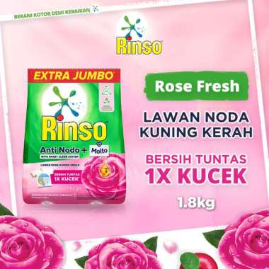 Promo Harga Rinso Anti Noda Deterjen Bubuk + Molto Pink Rose Fresh 1800 gr - Blibli