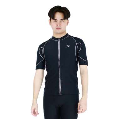 Lasona Men Swimwear Baju Atasan Renang Pria BM-A3340R-L4 L Black White