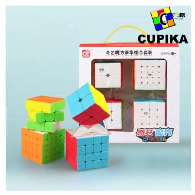 Rubik Paket Qiyi 2x2 3x3 4x4 5x5 termurah BLACKBASE