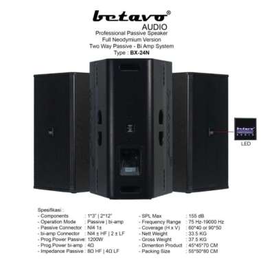 Speaker Pasif BETAVO 12 Inch BX 24F ORIGINAL GARANSI RESMI 1 TAHUN