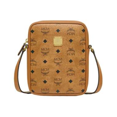 MCM Mini Klassik Visetos Crossbody Bag Cognac Brown