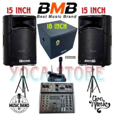 Sound Live Akustik BMB 15 Inch + Subwoofer BMB 18 inch 2 Mic Wireless