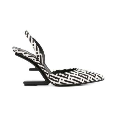[12.12 Dealcember] Fendi Geometric Pattern 90 Stiletto Heels Black White 40 Multi