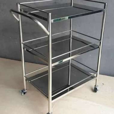 Trolly Instrumen 3 Rak/Meja Troli Instrumen Rumah Sakit (instan)