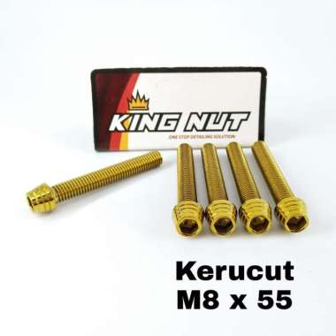 Baut M 8 x 55 Drat 12 x 55 Kerucut Kunci L Probolt Thailand Stainless King Nut Gold