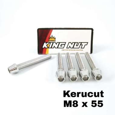 Baut M 8 x 55 Drat 12 x 55 Kerucut Kunci L Probolt Thailand Stainless King Nut Silver