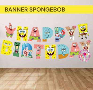 Bunting Flag SPONGEBOB SQUAREPANTS / Banner Ulang Tahun Spongebob SQUAREPANTS Patrick Spongebob BSR