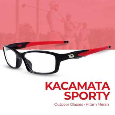 OULAIOU Kacamata Sporty Outdoor Glasses Silicone Frame Hitam Merah