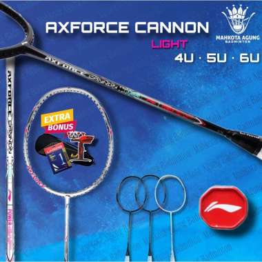 raket badminton bulutangkis lining AXFORCE AX FORCE CANNON 5u 4u ORIGINAL Raket +tas kain saja Putih