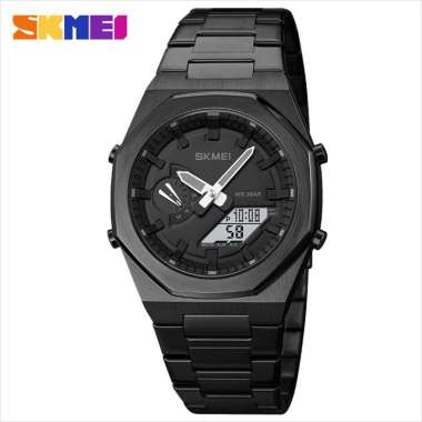 Jam Tangan Digital analog Pria SKMEI 1816 BLACK WHITE water resistance 30m