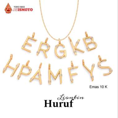 J5 Ismoyo Liontin Emas Asli 10 Karat Huruf Variasi Batu Huruf N