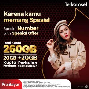 Kartu Perdana Telkomsel Nomor Cantik 10 / 12 Digit Free Kuota Tahunan 260GB Garansi Resmi 0812 3273 