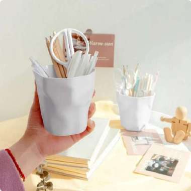 Tempat Pensil Desktop Trash Can Large-capacity Desk Stationery Storage