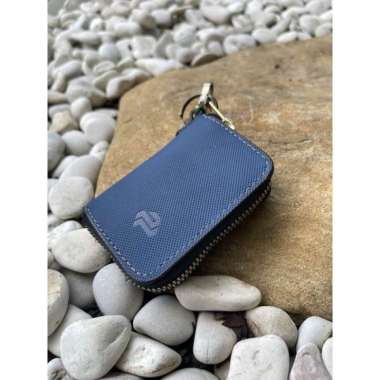 dompet gantungan kunci mobil motor keyless klik bca kulit sapi asli Biru