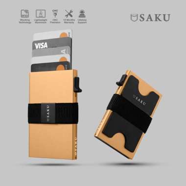 SAKU Dompet Kartu Pria Smart Card Holder Wallet RFID Commando GOLD Single