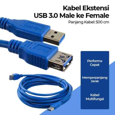 Kabel Ekstensi Extension Cable USB 3.0 Male ke Female A27 Kabel Konverter Laptop Type C To Portable 