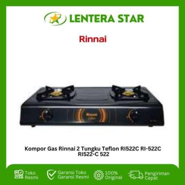 Kompor Gas Rinnai 2 Tungku Teflon RI522C RI-522C RI522-C 522