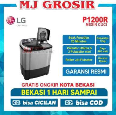 MESIN CUCI LG WP 1200 R 12KG 2 TABUNG 1200R LOW WATT BKS FREE ONGKIR