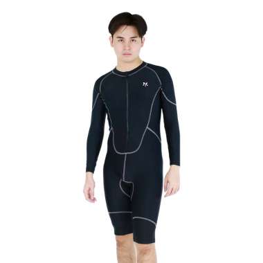 Lasona Men Swimwear Baju Renang Diving Pria Tangan Panjang MTRJ-C3337-L4 M Black Grey