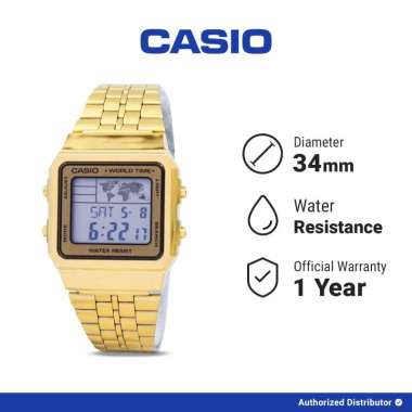 Casio Jam Tangan Pria A500WGA-9DF Digital Gold Stainless Original