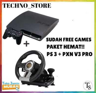 Paket Bundling Hemat PS3 + Steering Wheel Racing Free Games PS 3 2 STIK