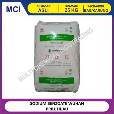(KHUSUS GOSEND/INSTANT) SODIUM BENZOATE BENZOAT WUHAN PRILL HIJAU - 1 BAG 25 KG