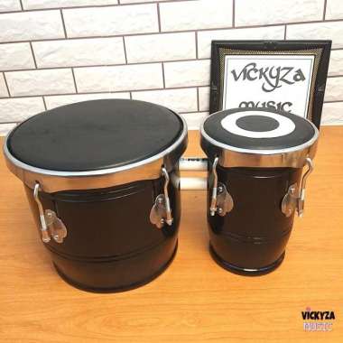 Ketipung kendang gendang hitam kulit hitam tanpa stand