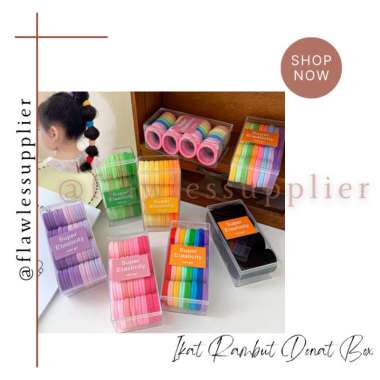 FREE BOX MIKA - 32PCS IKAT RAMBUT DONAT SUPER ELASTICITY WARNA WARNI / IKATAN RAMBUT ANAK WARNA WARN
