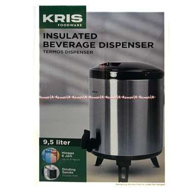 Kris Foodware 9.5L Insulated Dispenser Termos Dispenser 9.5 Litter 1kran Tempat Air Minum Air Panas 