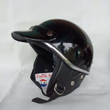 Helm Chip Cream Chips Retro Vintage Hitam Lis Chrom