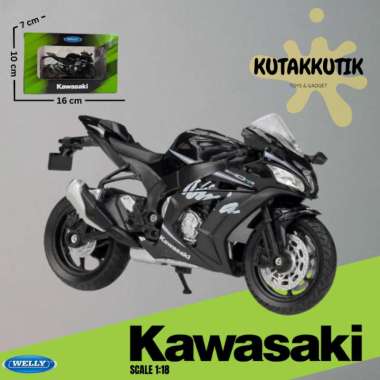 Mainan Motor Balap Sport Diecast Welly 2017 Kawasaki Ninja ZX10-RR Motorcycle Racing Skala 1:18