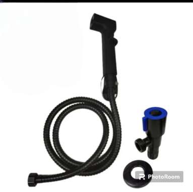 paket jet shower 15 hitam + stop kran stainless hitam F9A/F75 JS15B+SK51BL