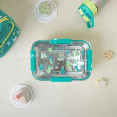 Bloomiver Stainless Steel Lunch Box Green Dino