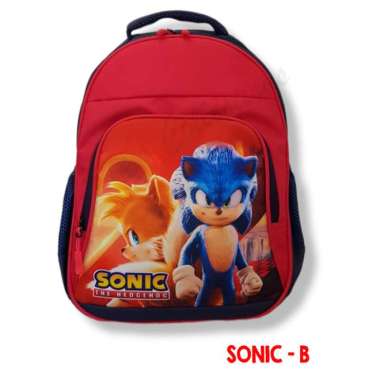 Tas Ransel Sekolah anak Laki/Perempuan Motif Kartun High Quality - Merah Sonic D Merah Sonic B