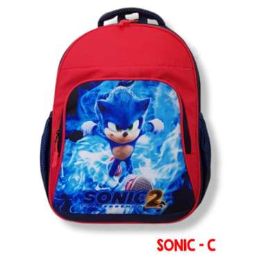 Tas Ransel Sekolah anak Laki/Perempuan Motif Kartun High Quality - Merah Sonic D Merah Sonic C