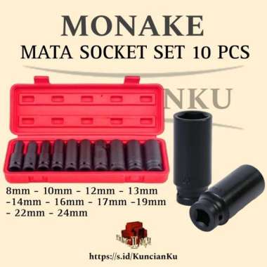 kunci sok set 1/2 kunci sock impact set kunci socket set kunci shock 10 pcs