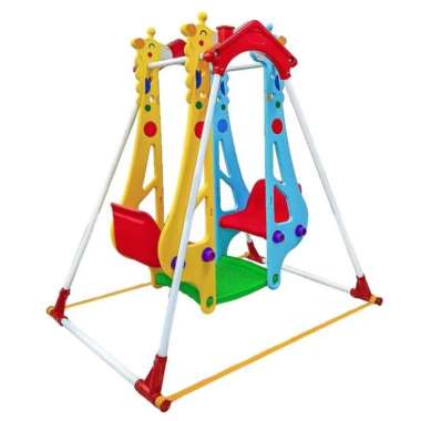Ayunan Anak Popo Double Swing Mainan Ayunan Besi Kursi Kembar Giraffe model Jerapah Single Swing Dou