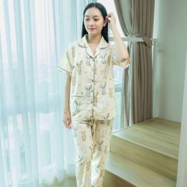 Ayko Baju Tidur Piyama Wanita Bunnies Set Celana Panjang