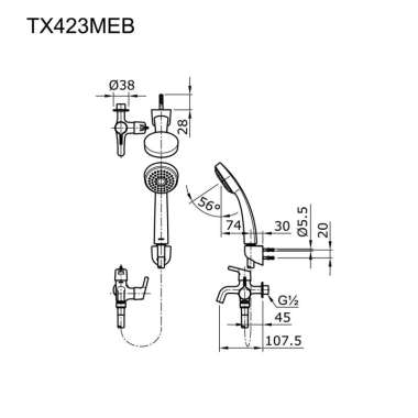 Shower Set Kran Toto TX423MEB / Shower Kran Toto TX 423 MEB / Toto TX 423MEB / Shower Toto TX423 MEB