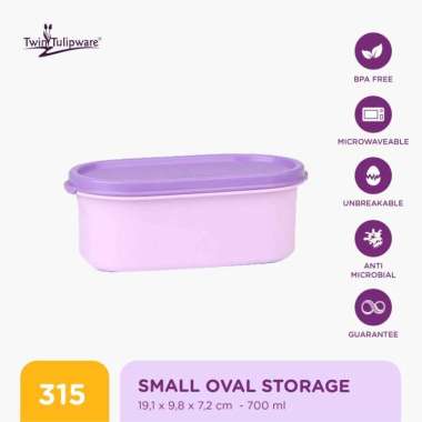 Toples Makanan Twin Tulipware Small Oval Storage Vio