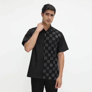 Fatih - Kemeja Pria Batik Kaynan Short Black XXL