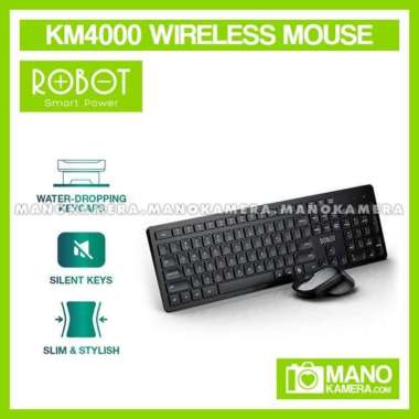 Keyboard Wireless Robot KM4000 Combo Optical Mouse Receiver Usb PC
