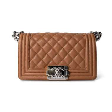 Chanel Boy Small Camel Caviar Shw Brown